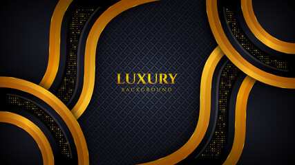 Wall Mural - Modern luxury background with shiny gold color glitter and luxurious glow effect