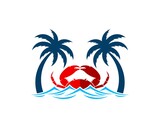 Fototapeta Pokój dzieciecy - Palm beach with wave wand red crab
