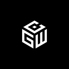 GCW hexagon letter logo design cube. Initial three letters template logo