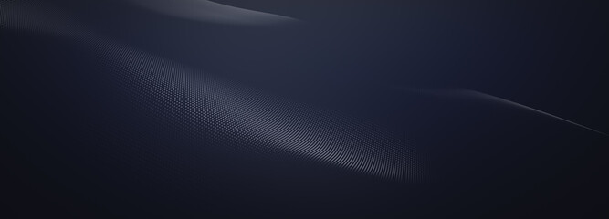 Wall Mural - Abstract digital wave technology with flowing particles. Connection lots and line on dark background. beautiful technology corporate concept background.