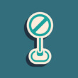 © vector_v - Green Stop sign icon isolated on green background. Traffic regulatory warning stop symbol. Long shadow style. Vector
