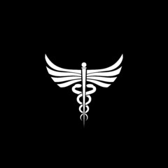 Canvas Print - Caduceus icon isolated on dark background