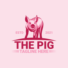 Sticker - The pig logo template vector