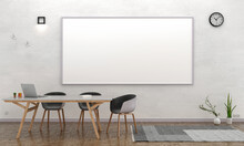 Modern Meeting Room With Mockup Board, 3D Rendering
