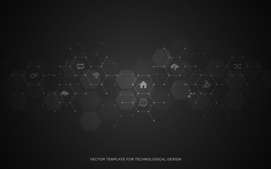 technological background with flat icons and symbols. concept and idea for the internet of things, c