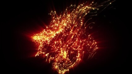 Wall Mural - 4k abstract motion background animation shining energy particles and magic dust forms turbulent wave