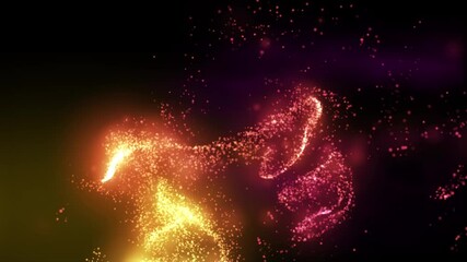 Wall Mural - 4k abstract motion background animation shining energy particles and magic dust forms turbulent wave