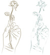 © Dahlia - 一輪の薔薇を持った手のイラスト【2種類】
