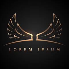 Wall Mural - gold wings logo template on black background