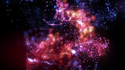 Wall Mural - 4k abstract motion background animation shining energy particles and magic dust forms turbulent wave