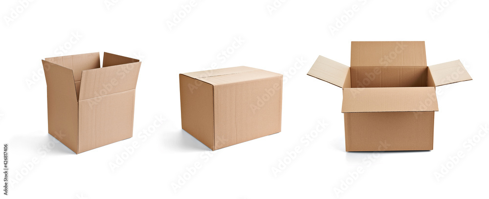 box package delivery cardboard carton shipping packaging gift pack container storage post send transport - obrazy, fototapety, plakaty 