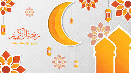 Wall Mural - Modern Ramadan Kareem Background vector for banner and greeting card