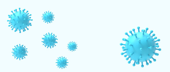 Coronavirus disease. Inscription COVID-19 and pathogen respiratory influenza cells on blue Background. inspiration ,Motivation, Copy space, website, poster, Card -3d Rendering