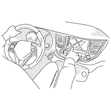Vector illustration of a driver inside a car, using the gprs tool