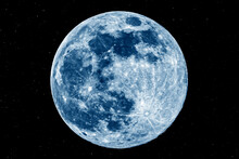 The Picture Shows The Blue Moon Over The City Of Bottrop In North Rhine-Westphalia With A Clear Night Sky.
