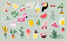 Summer Stickers Collection With Different Seasonal Elements