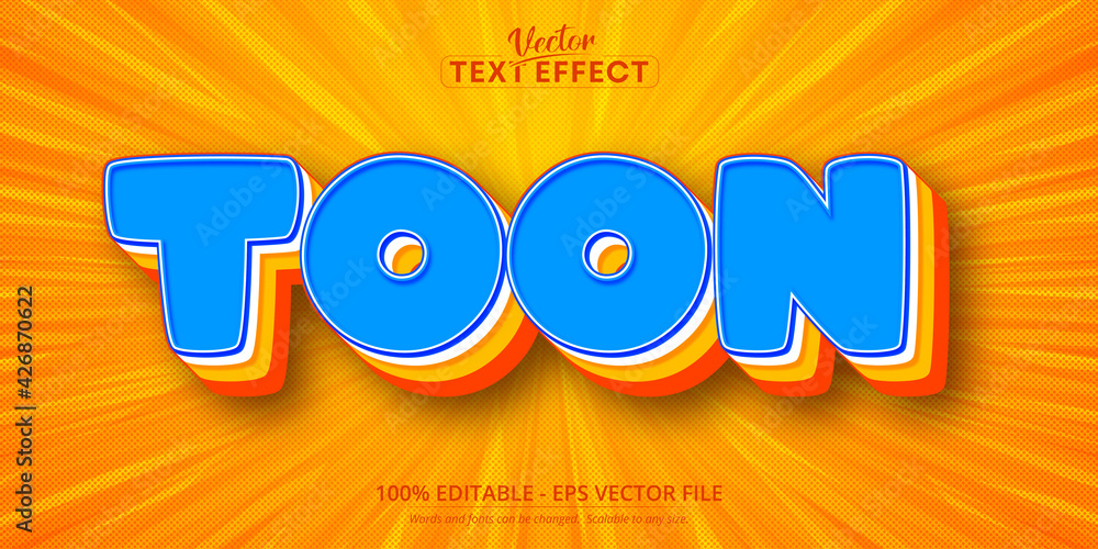 Toon text, comic pop art style editable text effect - obrazy, fototapety, plakaty 