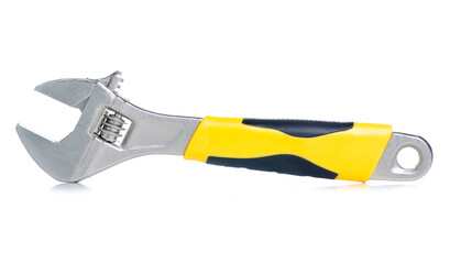 Poster - Adjustable wrench work tool on white background isolation