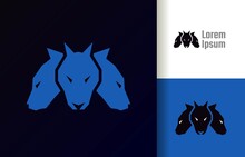 Cerberus Three Head Hound Dog Logo Company, Logo Vector Template Design. Ready To Use, Easy For Edit.