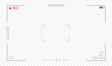Video Camera Viewfinder. Camera Frame Template Isolated On Transpatent Background. Camera Frame 16:9 - Vector Illustration
