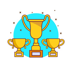 Trophy Vector Icon Illustration in Flat cartoon style. Gold Trophies On on the white background, trophy Reward Icon Concept.