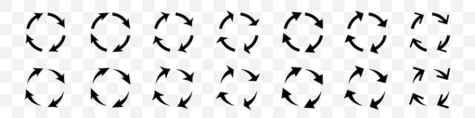 Aufkleber - Set of black circle arrows on transparent background
