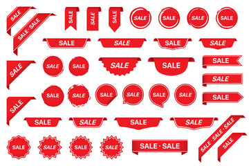 Sticker - Sale tag sticker labels collection in red