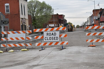 Poster - Road Closed Sign on a City Street