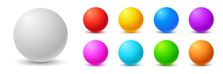 colorful balls. 3d ball. set of glossy spheres and balls on a white background with a shadow. vector