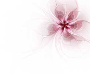 Wall Mural - Abstract fractal cherry flower on white background
