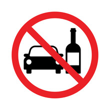 Vector Don't Drink And Drive Pictogram Sign, Prohibition Symbol, Simple Flat Design Illustration