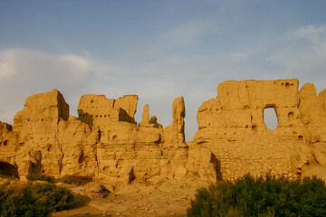 Ancient Ruins of Jiaohe City on the Silk Road in Xinjiang, China