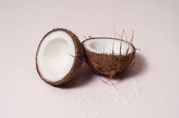 Wall Mural - sliced ​​coconut on a white background
