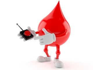 Wall Mural - Blood character pushing button on white background