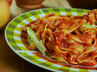 Canvas Print - Fettuccine with Creamy Red Pepper-Feta Sauce