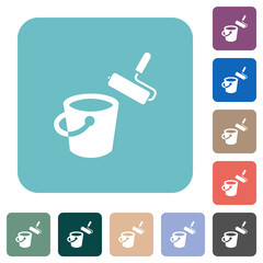 Sticker - Paint bucket and paint roller rounded square flat icons