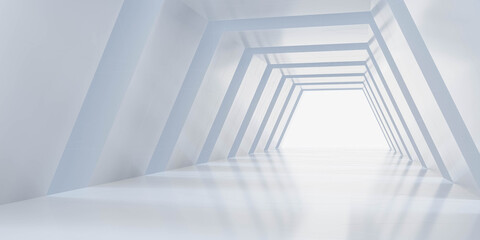 Wall Mural - abstract futuristic empty white hallway corridor wallpaper background 3d render illustration