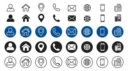 Business card icon set, contact information icon, Vector illustration.