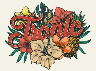 Sticker - Tropical natural floral colorful composition