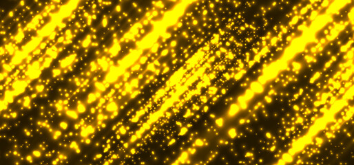 Wall Mural - abstract technology futuristic yellow magic particles lines light sparkling glitter on dark backgrou