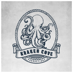 KRAKEN VINTAGE LOGO HAND DRAWN STYLE