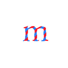 Sticker - text letter m vector with cuts of two inks