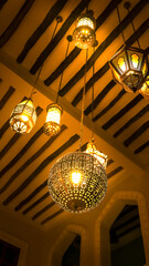 Wall Mural - Lantern decor. Ramadan Kareem concept. Dark background. Selective focus.