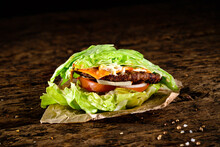 Protein Burger Wrapped In Lettuce