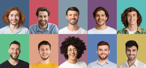 Poster - Composite collage of happy diverse multicultural men