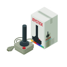 Isometric Retro Joystick And Packaging
