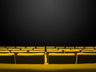 Wall Mural - Cinema movie theatre with yellow seats rows and a black background