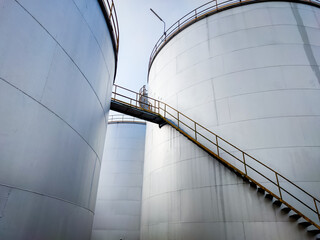 Crude oil export factory industry And oil storage tank. Industrial keeps oil area.