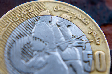 Close-up shot of Algerian Currency 