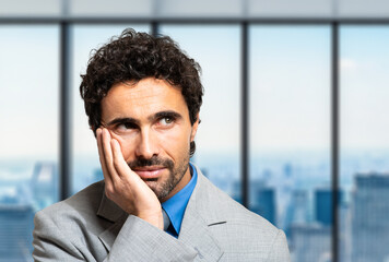 Sticker - Young businessman in a thoughtful expression